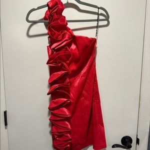 Arden B one shoulder dress with Rosette detailing